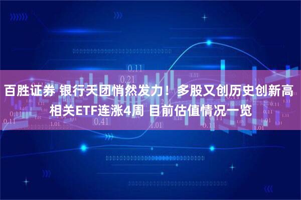 百胜证券 银行天团悄然发力！多股又创历史创新高 相关ETF连涨4周 目前估值情况一览