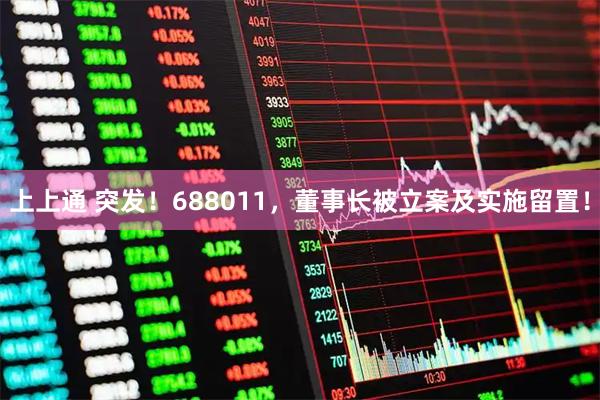 上上通 突发！688011，董事长被立案及实施留置！