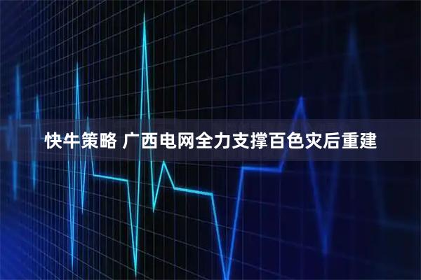 快牛策略 广西电网全力支撑百色灾后重建